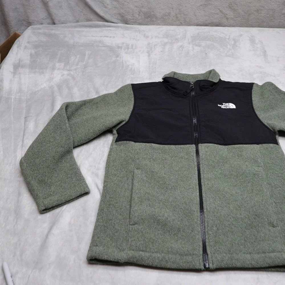 North Face Jacket Youth Medium 10/12 Green Denali Fleece Full Zip Outdoor Hiking